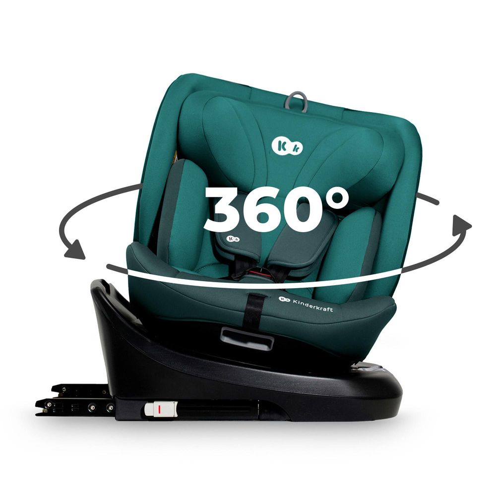 Kinderkraft I-GROW i-Size - Kindersitz 40-150 cm - 360° - RWF/FWF - H-GUARD - ISOFIX - TOP TETHER - 5-Punkt-Gurt - Verstellbare Kopfstütze - Blau