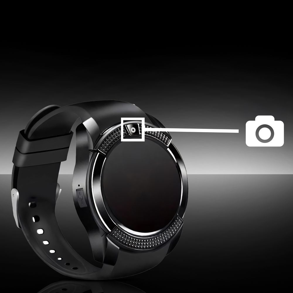 Smartwatch Smart Watch 45mm Armbanduhr mit SIM Touchscreen Sport Band Fitness Armband Black Watch Geschenk Call Android Herren Damen Schwarz Retoo