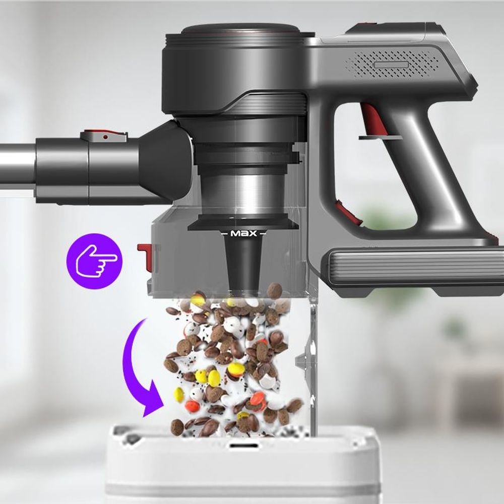 Aiibot Akku Staubsauger, 60000Pa/600W/55Min/1,8L Staubsauger Kabellos mit Display, Anti-Tangle-Bürste,Ultraleise,für Tierhaare/Teppiche/Hartböden/Auto