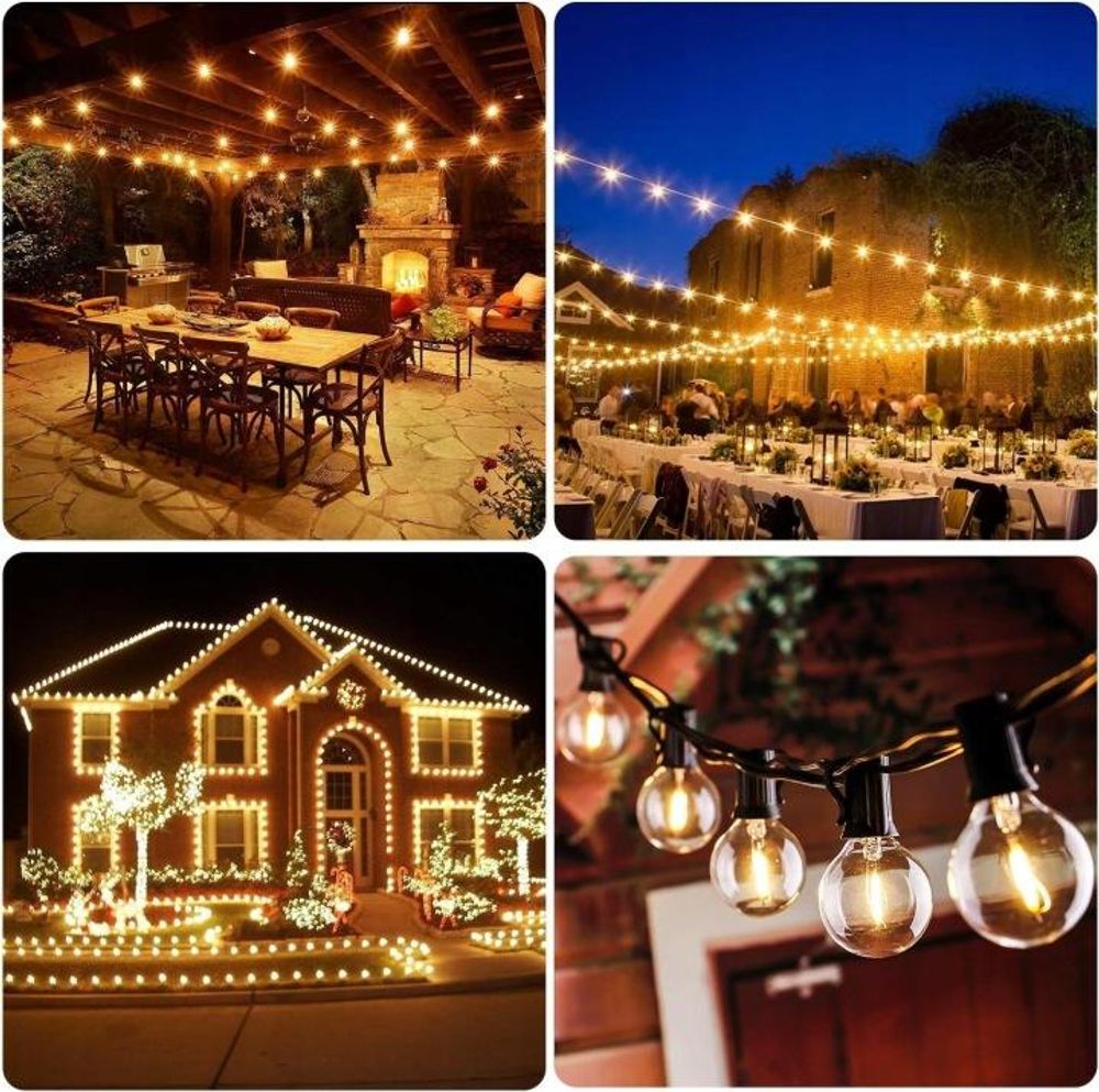 MasterLED LED Lichterkette Außen Outdoor Girlande 15x E12 Glühbirnen 2700K Warmweiß IP44 mit Fernbedienung 10m