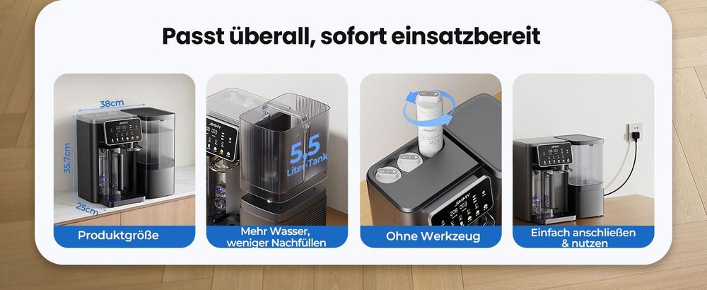 JIMMY R9 Pro, Aufsatz-Wasserfilter, 5,5 l, Schwarz, Transparent