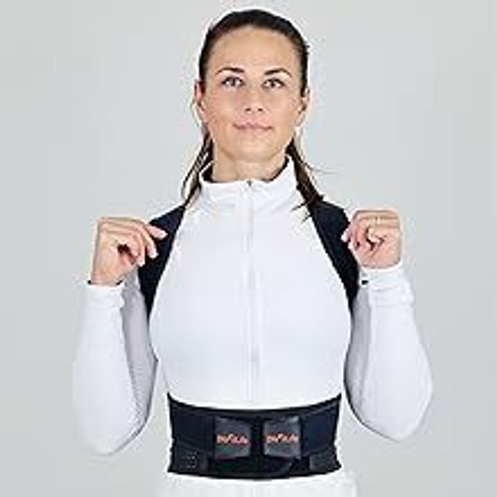 DH FitLife Haltungskorrektur | Rücken Geradehalter mit Taille | Haltungstrainer | Rückentrainer | Rücken & Schultergurt | Rückenstütze | Posture Corrector | für Damen u. Herren | M Taille 80-100cm