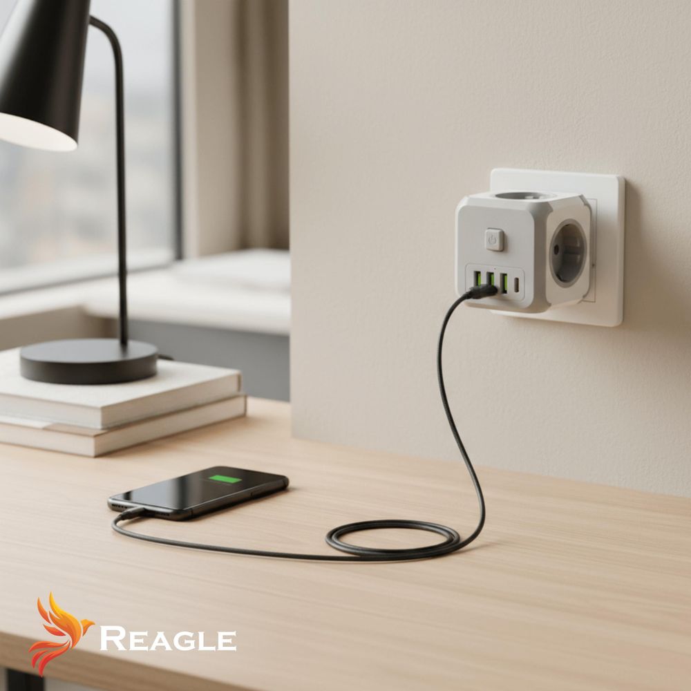 Reagle Netzteil 3X Ladeanschluss 3X Usb 1X Usb-C Praktisch Für Zuhause Und Im Büro Netzadapter Und Ladegerät In Einem Kompakte Form