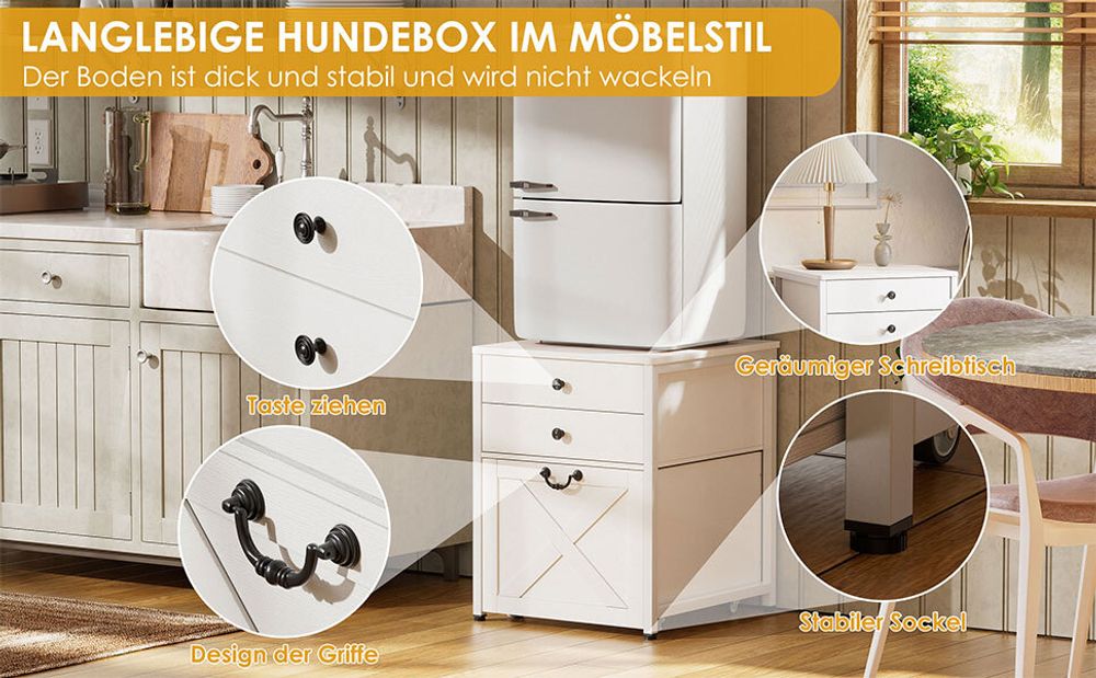 Mini-Backofen/Kühlumbauschrank mit Aufbewahrung, 3-stöckiger Organizer, mit Rollschrank, robuster Kühlschrankständer für Zuhause und Büro, rustikales