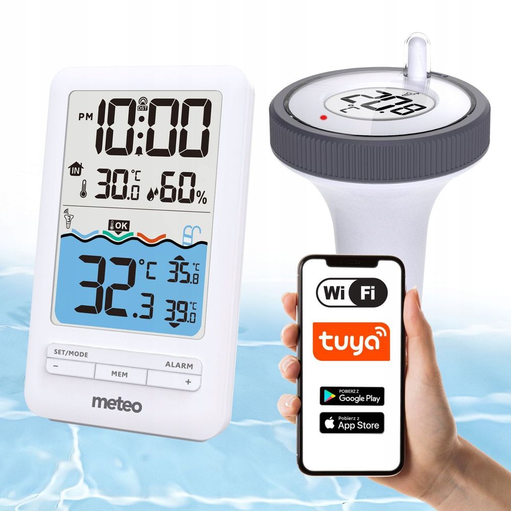 Funk-Poolthermometer TB3 Pool Thermometer Kabelloses digitales schwimmendes Schwimmbadthermometer Wassertemperaturanzeige TUYA Weiß