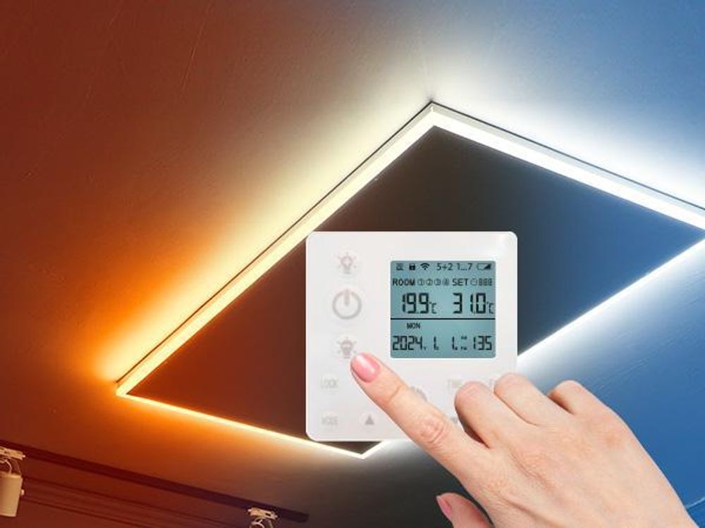 Heidenfeld Infrarot-Deckenheizung HF-HP500 | Mit Licht Kalt/Warmweiß - Bis 17 m² - Fernbedienung - LED-Rahmen - Dimmbar - Lampe - Heizung (640 Watt)