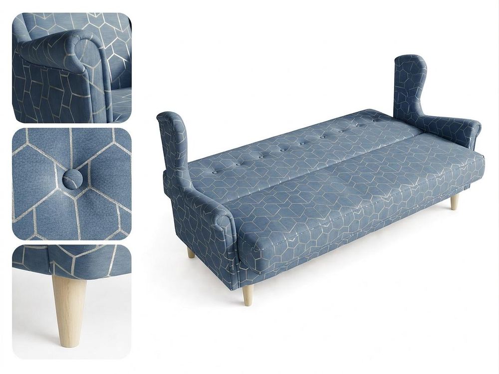 Schlafsofa ARI Design – Skandinavisches Muster, Webstoff in Blau, Family Meble