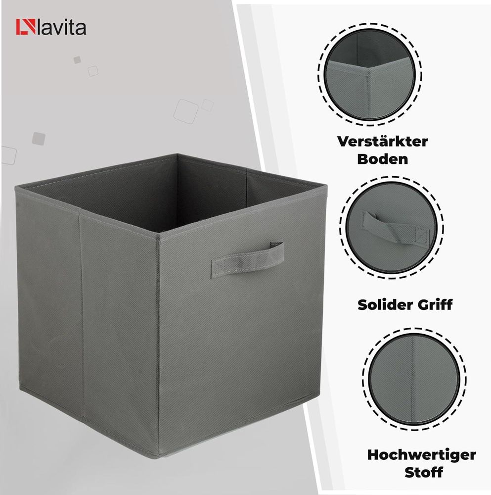 Lavita Storage Box | faltbare Aufbewahrung Boxen 31 x 31 x 31 cm | Schubladen-Organizer Box| Ordnungssysteme für Kleidung | Kleideraufbewahrung & Organisation | dunkelgrau | 6 stück