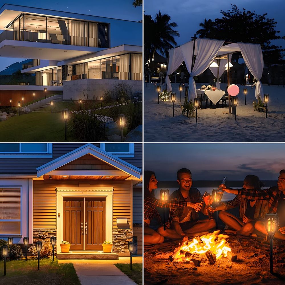 Solarleuchten Garten 8 Stück LED Solar Fackel Gartenfackeln mit Realistischer Flammeneffekt IP65 Solarlampen für Außen Garten Retoo