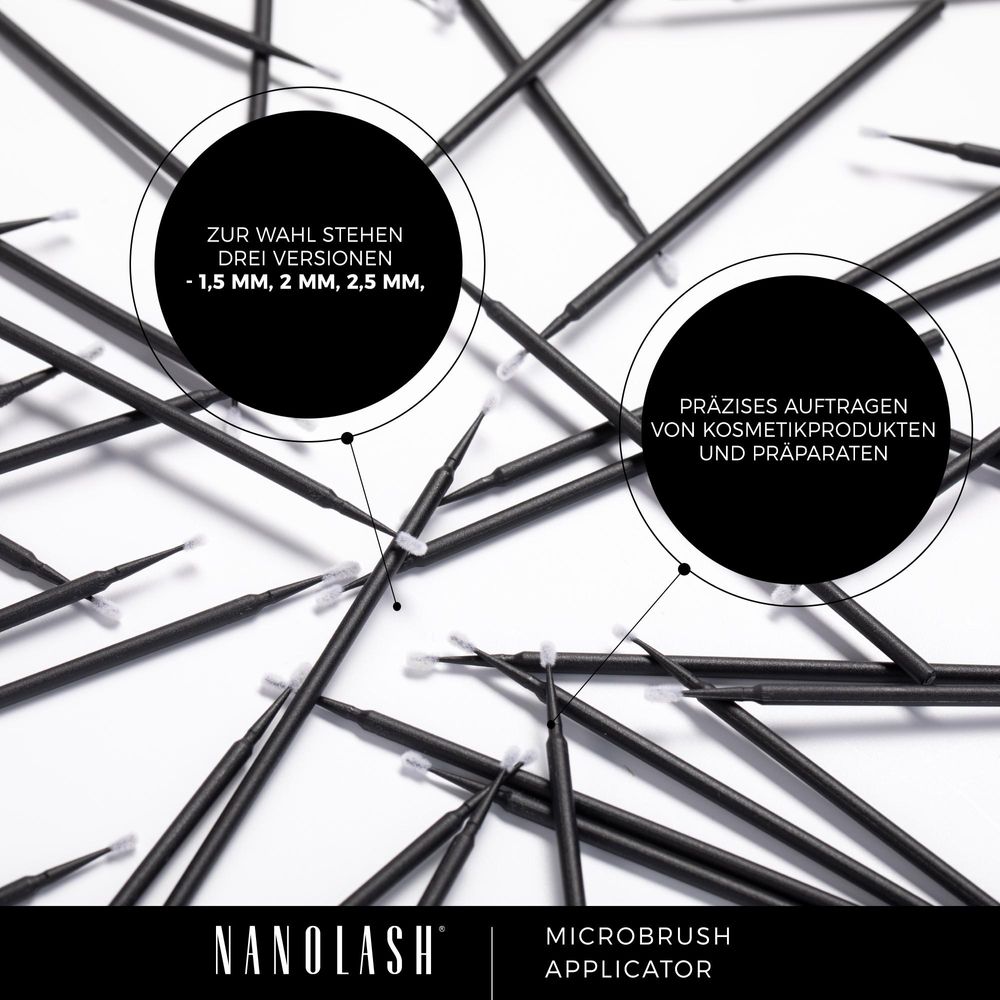 Nanolash Präzisions-Mikrobürsten 1.5mm, 100 Stück - Profi-Zubehör für Wimpernverlängerung