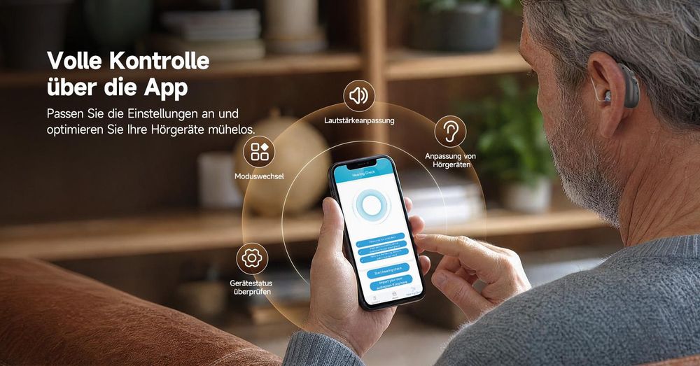 Retekess TE105 RIC Hörgerät mit Bluetooth und App-Unterstützung, IP68 wasserdicht, 84H, 5 Modi,für mittelgradigen bis hochgradigen Hörverlust Senioren
