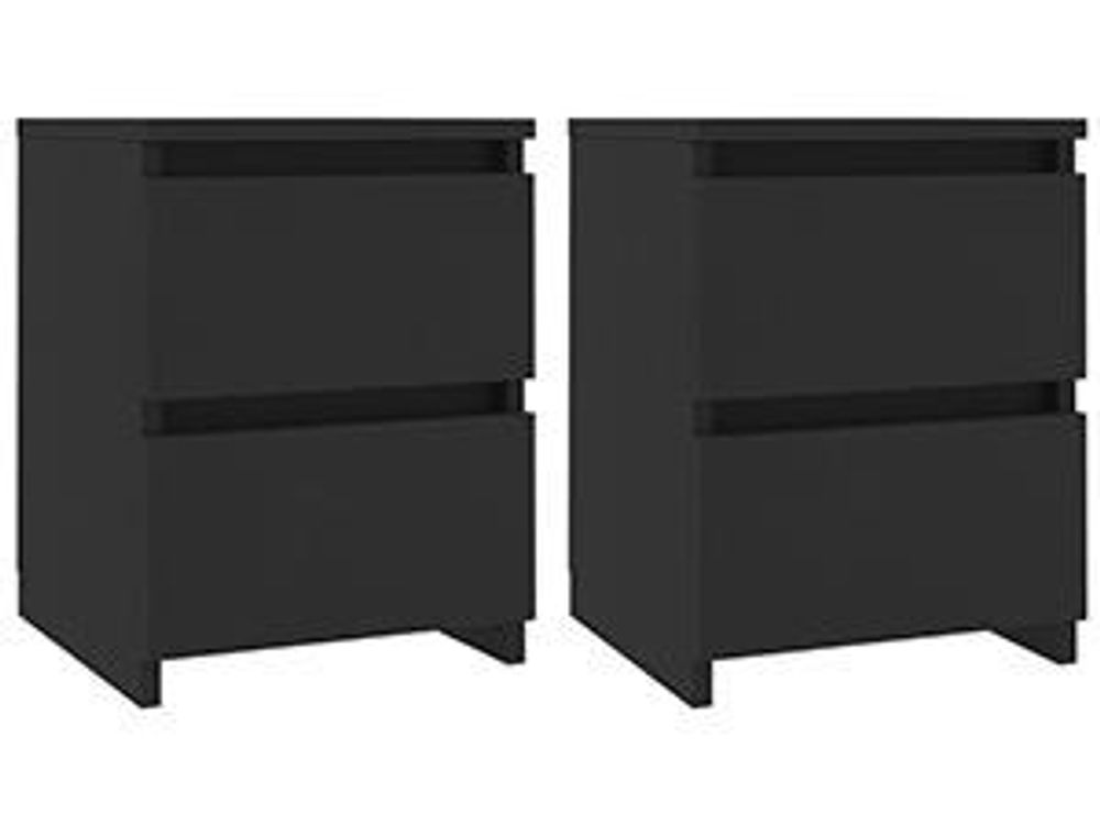 vidaXL Tables de chevet 2 pcs. noir 30×30×40 cm bois composite