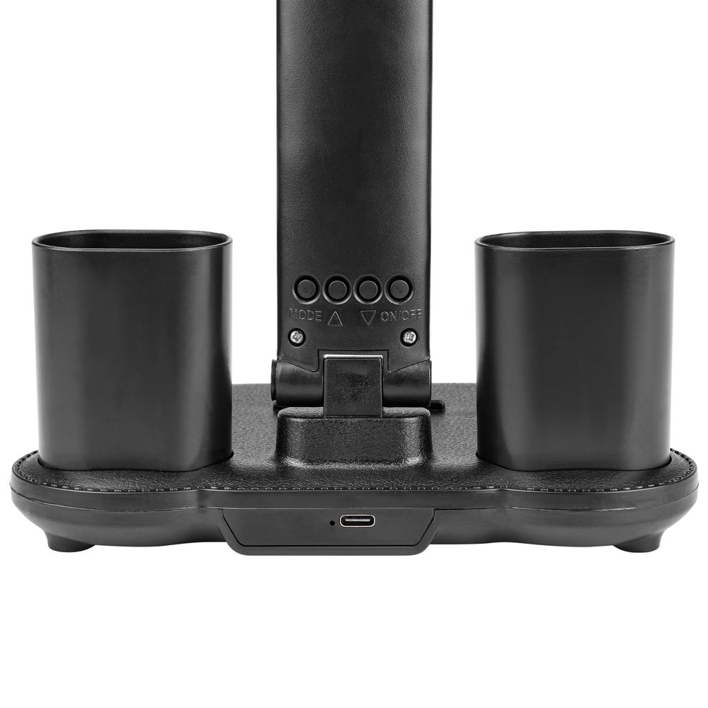 Schreibtischlampe mit integriertem USB-C-Anschluss, weißes Gehäuse, Rückansicht