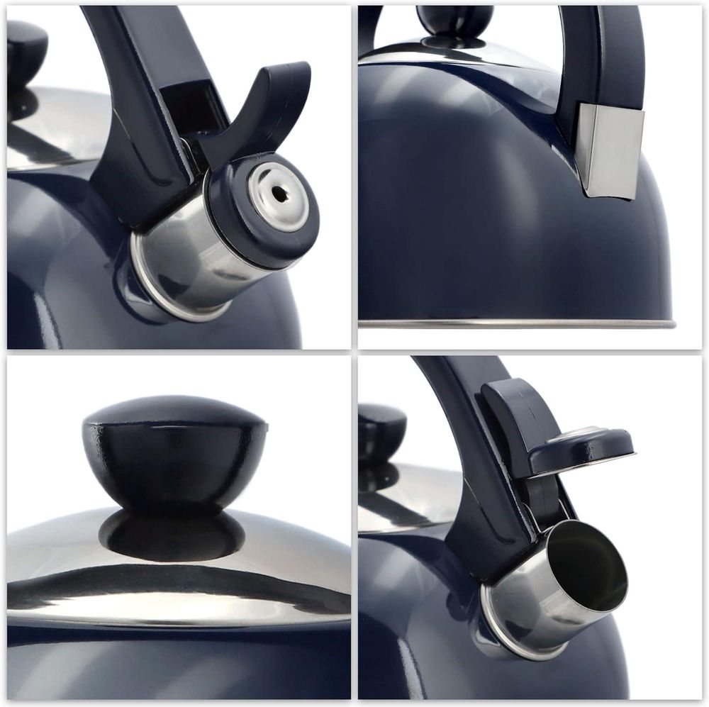 KADAX Wasserkessel "Vasto", Kessel aus Edelstahl für alle Herdarten, Marineblau, 1,7 L