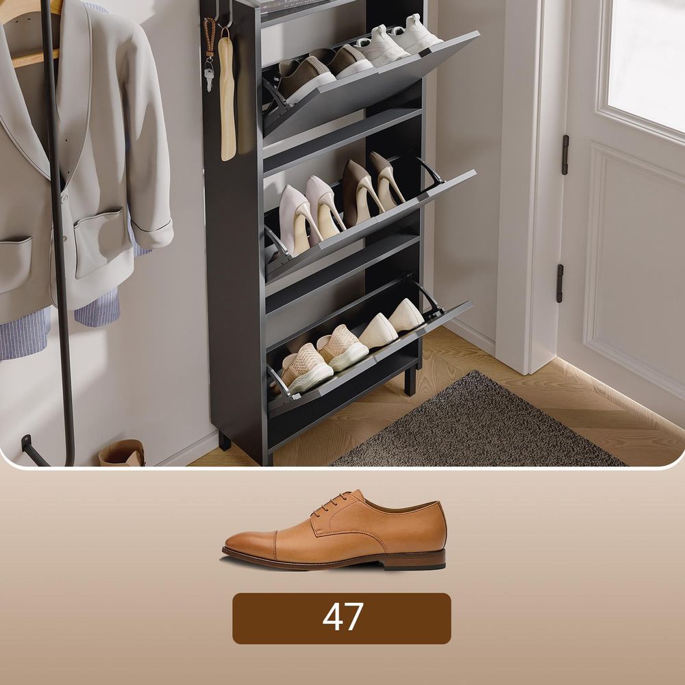 SoBuy Schuhschrank Eingangsmöbel mit Haken und LED-Beleuchtung Schwarz Modern FSR151-H-E-SCH