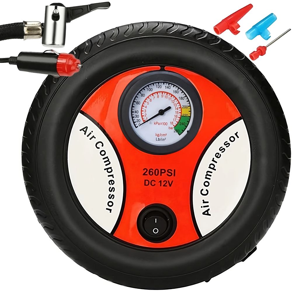 Auto Kompressor 12V Luftkompressor Luftpumpe Elektrisch Autoreifen Pumpe für Auto Fahrrad Motorrad Ball Elektrische Luftkompressor 260PSI 60W Retoo
