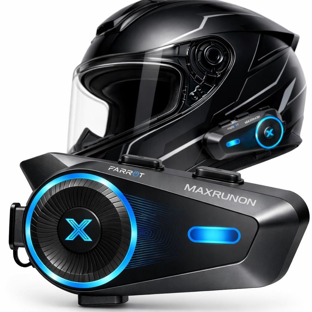 Kit 2 interfoni moto FARROT D10 MAXRUNON Bluetooth 5.4 Mesh per due caschi