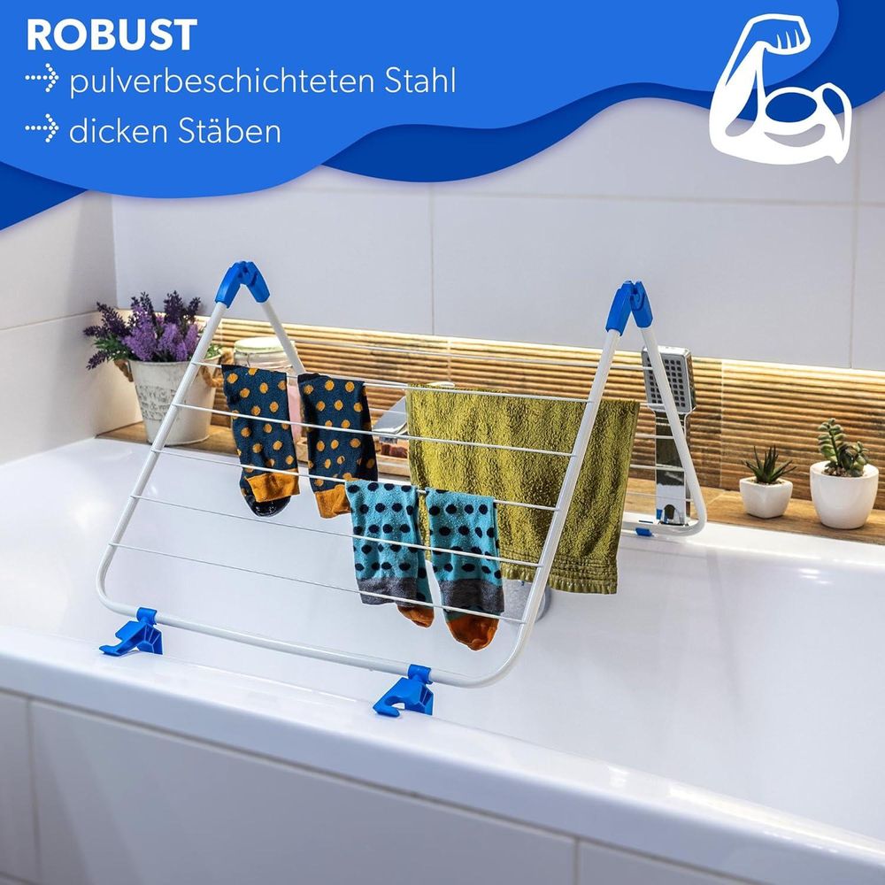 KADAX Wäscheständer ”Sava”, Wäscheständer 3in1, 168 cm, Blau