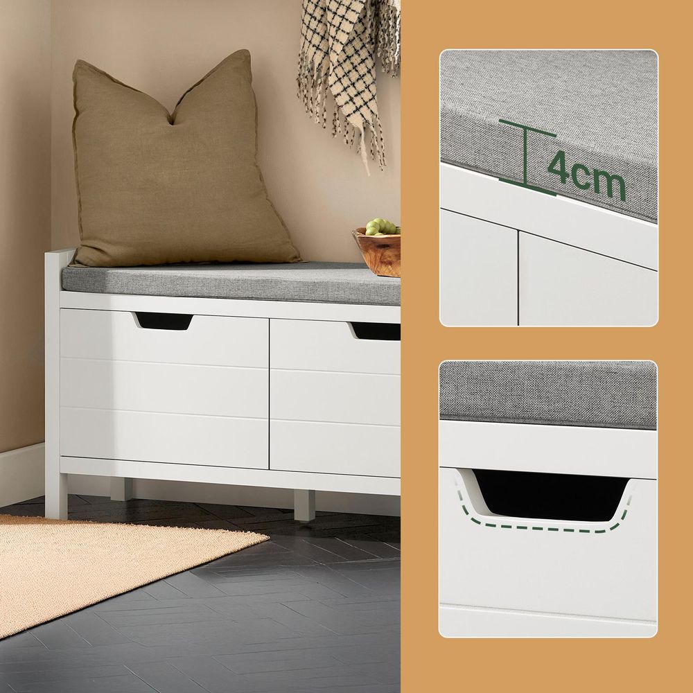 SoBuy Schuhbank mit Sitzfläche und Stauraum Schuhregal Flur Sitzbank mit Truhe Gepolsterte Sitzfläche Für Eingangsbereich Wohnzimmer FSR63-II-W