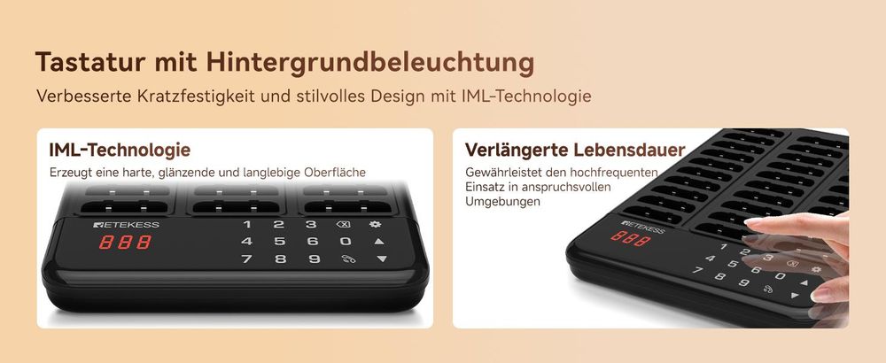 Retekess TD173P Pager Rufsystem, Restaurant Pager, 30 Pagers, 800M, Mit Stummschalttaste, 7 Anrufmodi, Gruppenanruf, Pager Gastronomie für Restaurant