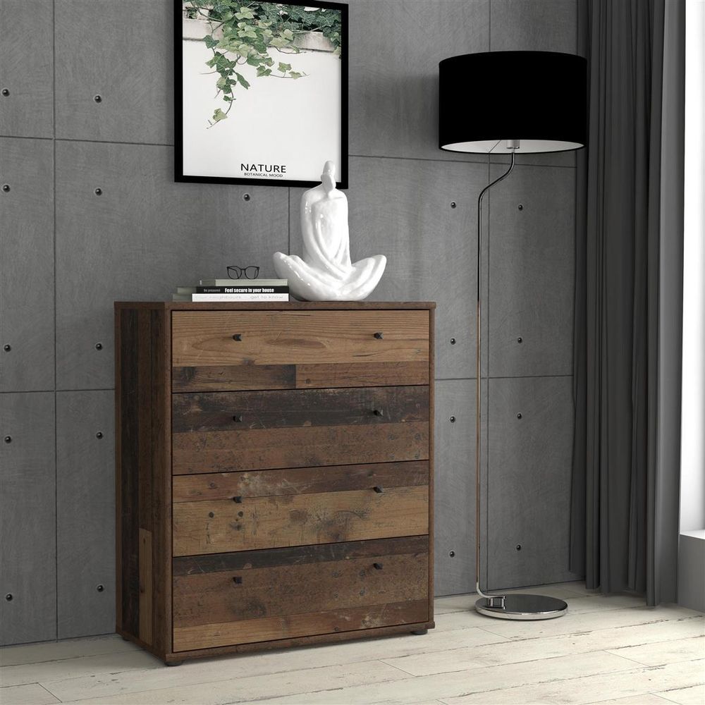 freiraum Kommode Tembi – moderne Kommode mit 4 Schubkästen und Old Wood Vintage Nachbildung