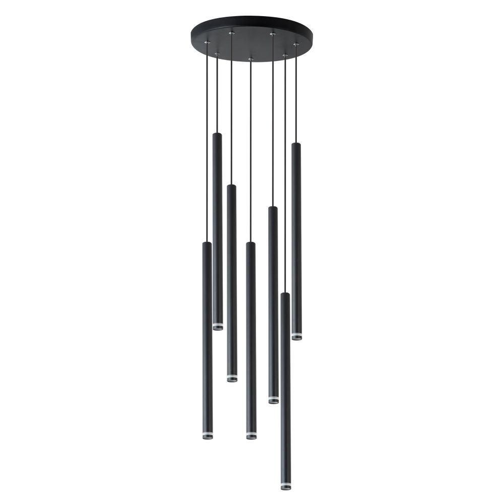 MasterLED Pendelleuchte – 7-flammig Ø30cm – Schwarz – G9 – Pendelleuchte Esstisch – höhenverstellbare Pendelleuchte – Piero