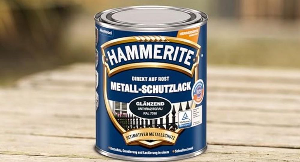 Hammerite Metallschutzlack Glänzend, 3in1 Rostschutzlack für Metall, Braun, 750 ml