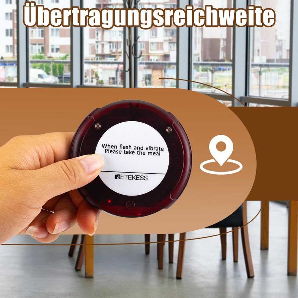 Retekess TD163 Pager System, Pager Rufsystem, 400M Entfernung im Freien Gelände, 31 Rufmodi, 20H Standby Zeit, Gästerufsystem für Gastronomie, 30 Page