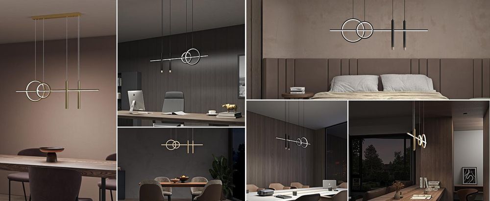 doporro Hängelampe Esstisch 100cm, 30W, Minimalistische LED Pendelleuchte 3000K-6000K, Pendelleuchte für Esszimmer, Gold Luvina09