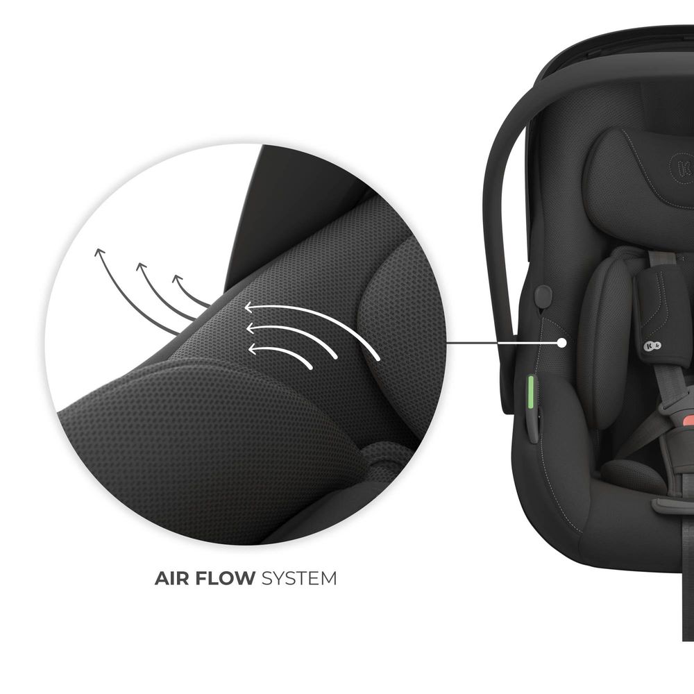Kinderkraft I-LITE i-Size Babyschale 40–87 cm – Ultraleicht (3,2 kg), ISOFIX & Gurtmontage, Sonnenverdeck, Schwarz