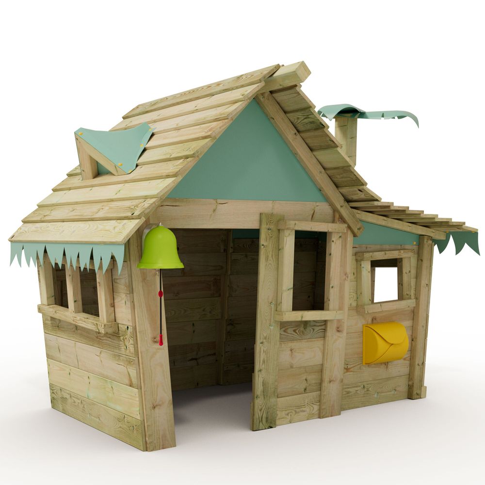 Spielhaus Wickey Casita aus Holz mit Fenstern und Holzdach in Himmelblau