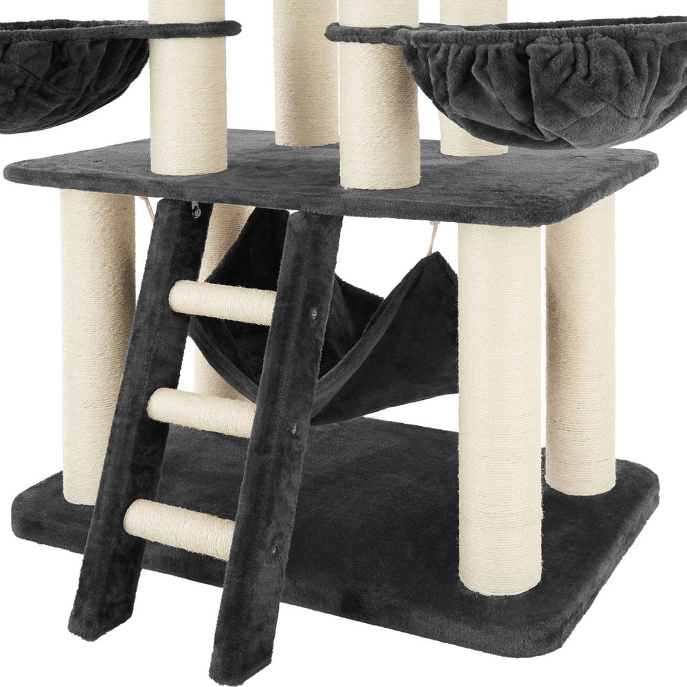 tectake® Kratzbaum Gismo 195 cm inklusive Treppe, 4 Spielbällen und Kippschutz