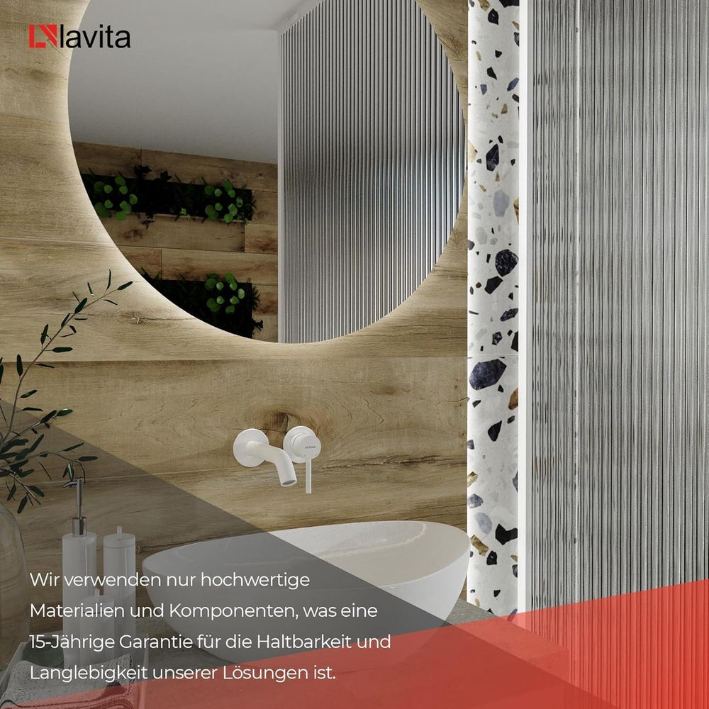 LAVITA Aufsatzwaschtisch Triango | Aufsatzwaschbecken Dreieckig | Waschbecken Ohne Überlauf und Hahnloch | Aus hochwertigem Porzellan | Waschtisch | 59x39x13,5 cm | Weiß Glanz