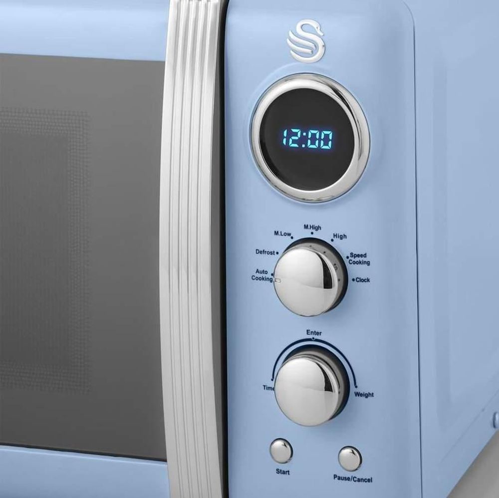 SWAN SM22030GNEU Retro Digitale Mikrowelle 20L, 5 Leistungsstufen, Auftauen, Timer Grün