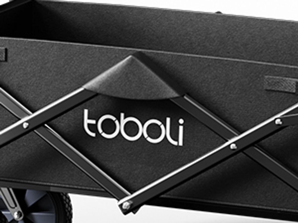 Toboli Bollerwagen faltbar Teleskopgriff schwarz, Faltbollerwagen mit Handgriff, Klappbollerwagen bis 100 kg Traglast für Einkauf, Garten, Ausflug