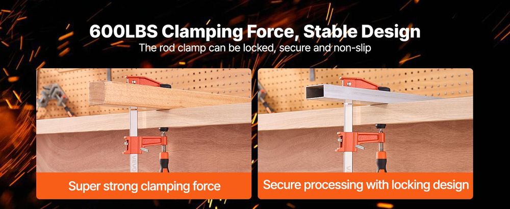 VEVOR Holzspannzangen, 2er-Pack 24" Einhandzange/Spreader, Schnellwechsel-F-Spannzange mit 300 lbs Tragfähigkeit, Hochfester Kunststoff und Kohlenstoffstahl, Holzspannzangen für Holz- und Metallbearbeitung, Gusseisen mit Schloss-Verbesserung-c, 12 Zoll-a