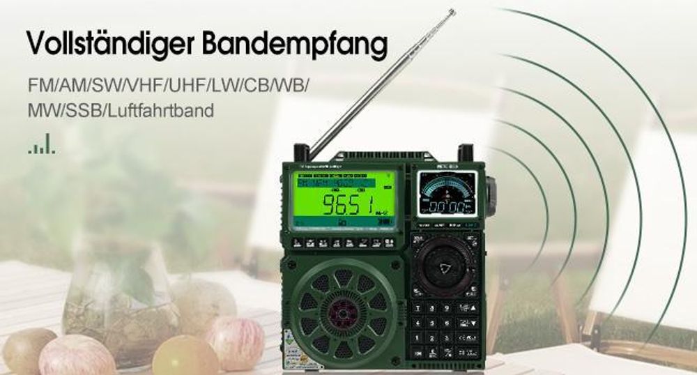 Retekess TR113 Kurzwellenradio, Vollband Radio, AIR SSB, tragbares Digitalradio, APP-Fernbedienung, hohe Klangqualität, wiederaufladbar, LSB/USB