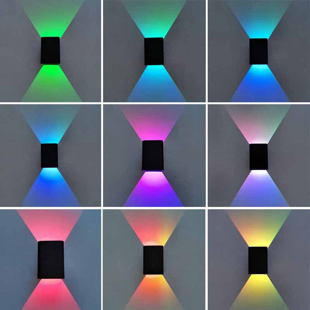 2 Stück 5W LED RGB Wandleuchte Moderne Innen Aluminium Wandlampe Auf und ab Lichtstrahl mit Fernbedienung für Wohnzimmer, Schlafzimmer, Balkon, Treppe