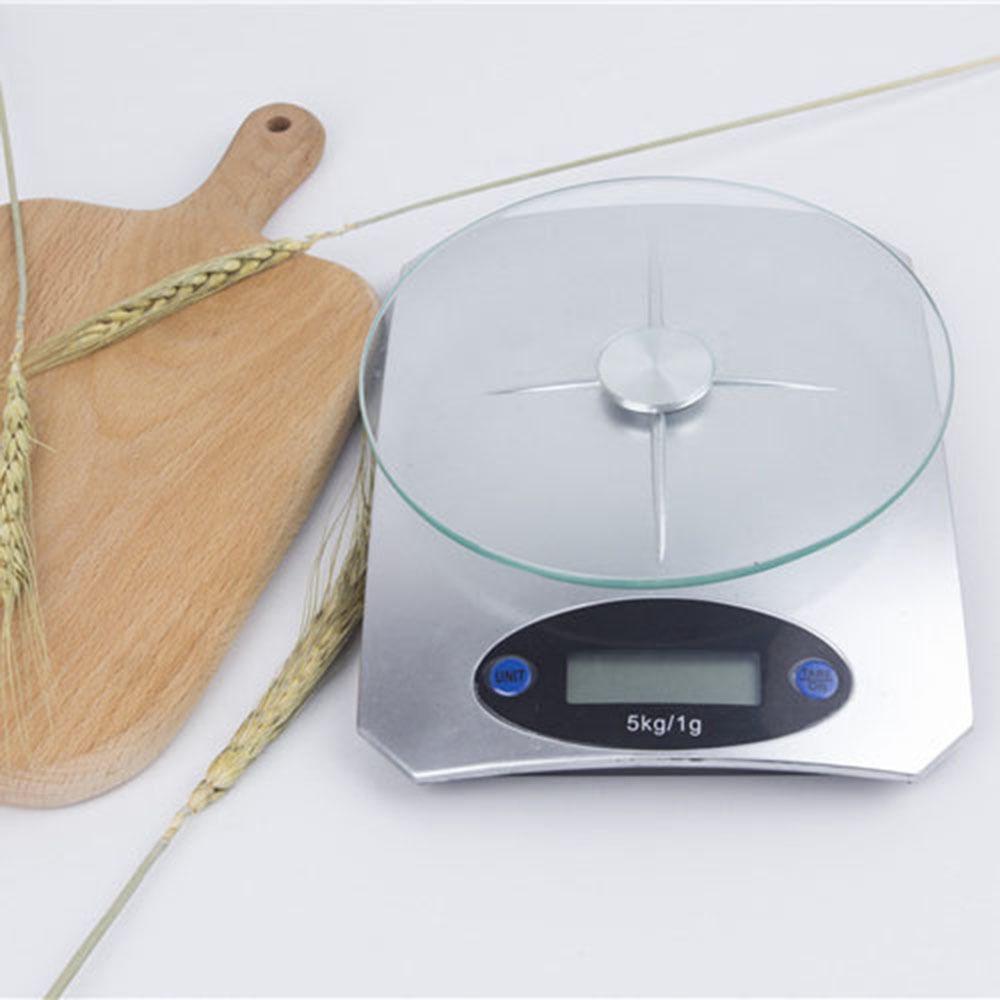 Küchenwaage Digital bis 5kg mit LCD Display Elektronische Waage Feinwaage Digitalwaage Präzision Briefwaage Haushaltswaage Tara Silber Glas Retoo