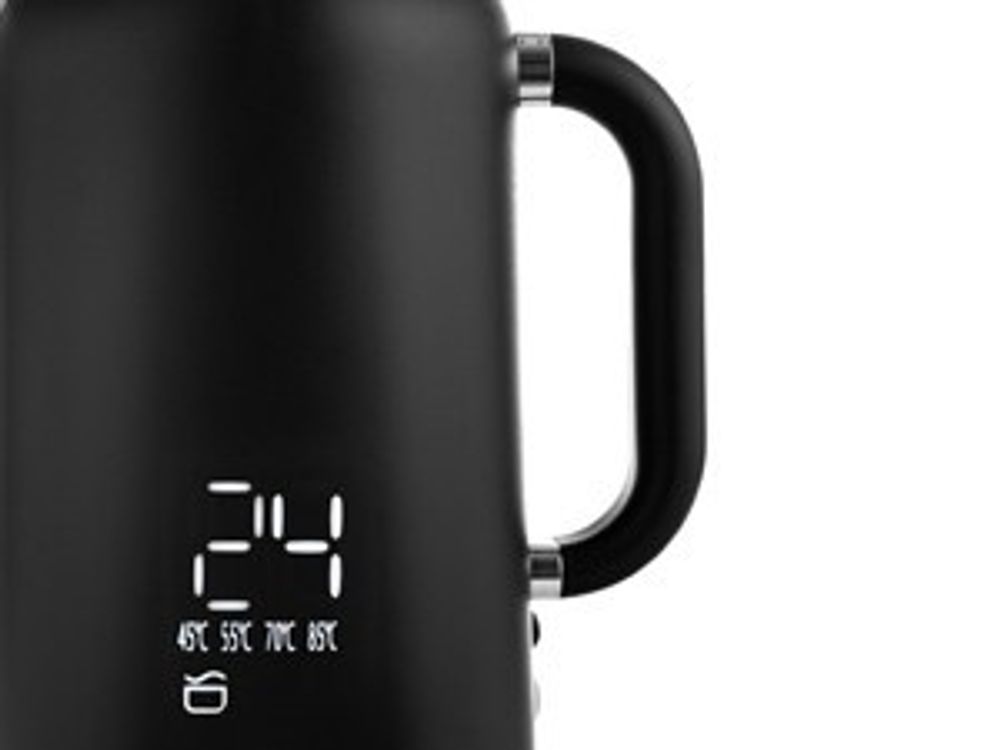 Lehmann Wasserkocher 1,7 L mit Temperaturregelung 45-100 °C, Edelstahl Wasserkessel mit Warmhaltefunktion und Touchpanel, mattes Schwarz