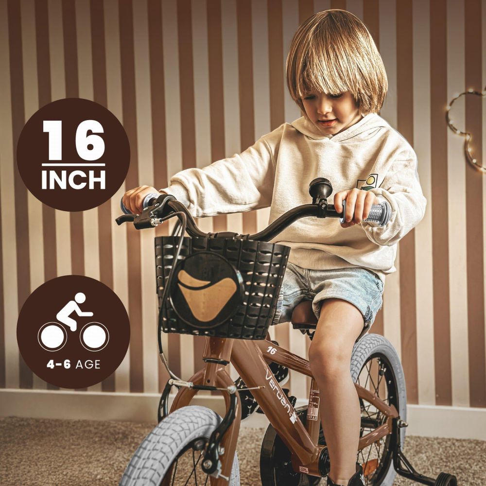 Kind sitzt auf dem Fahrrad, 16 Zoll Hinweis