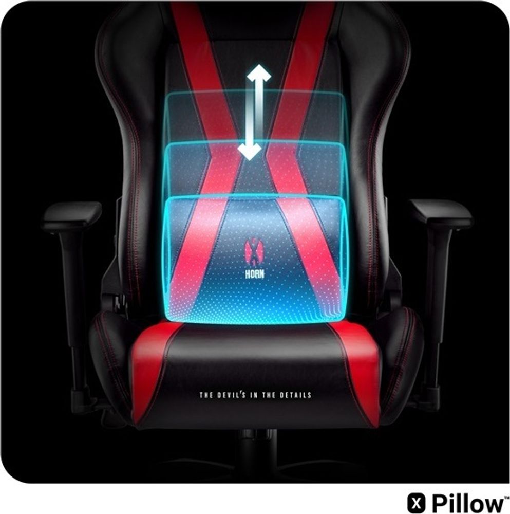 Diablo X-Horn Gaming Stuhl Bürostuhl Schreibtischstuhl 3D Armlehnen Ergonomisch Nacken/-Lendenkissen Kunstleder Wippfunktion, Farbe: Rot, Größe Normal