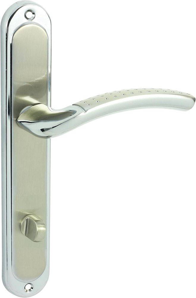 DOMINO Türgriff 78 Drückergarnitur WC - Badezimmer Set | Links & Rechts Türbeschlag für WC/Badezimmertüren | L-Form | Türbeschläge aus Aluminium | Chrom/Nickel  Türdrückergarnitur | SHARON ECO M6/M9