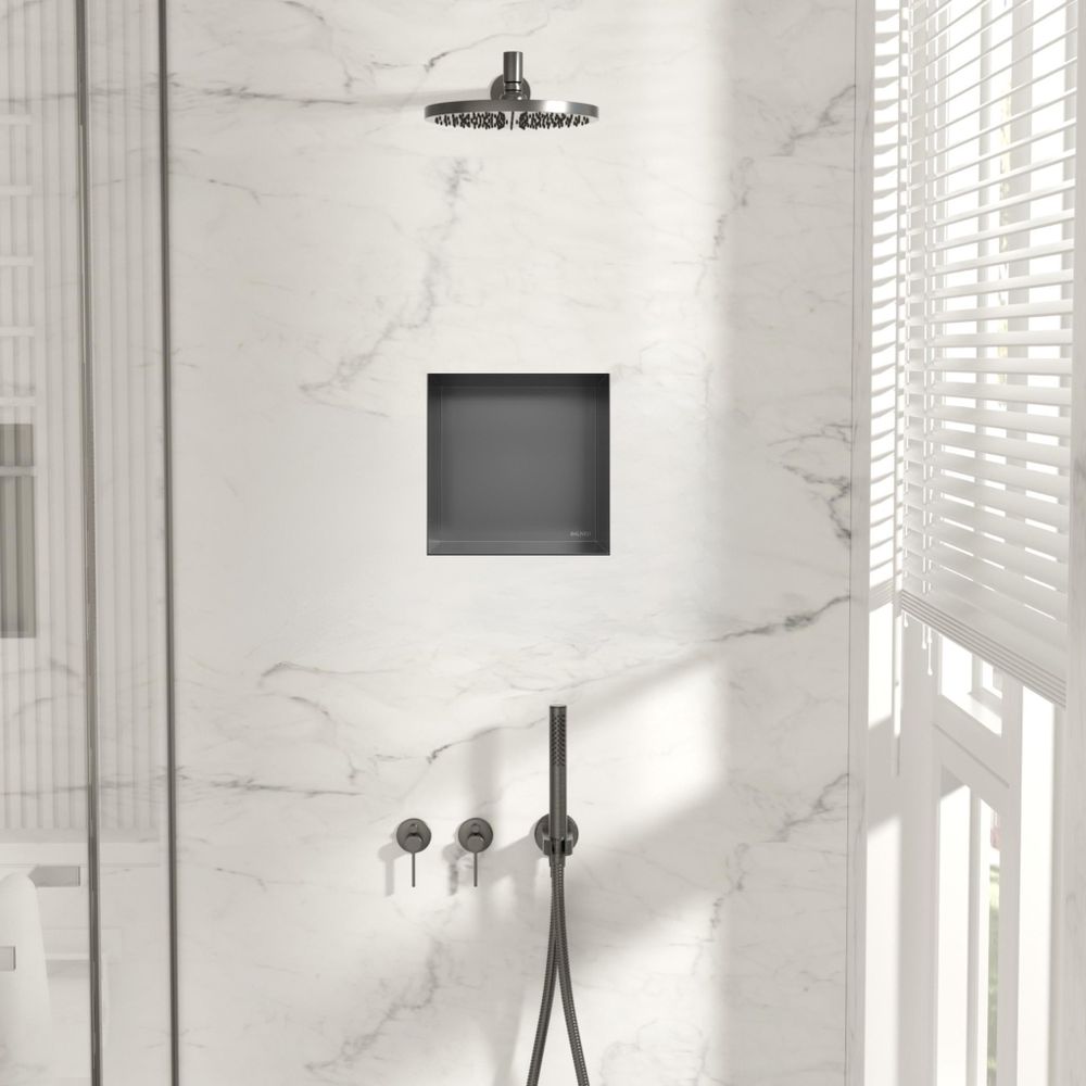 Dusch Nischenregal in moderner Badezimmer Dusche - Edelstahl Wandnische für Shampoo und Kosmetik