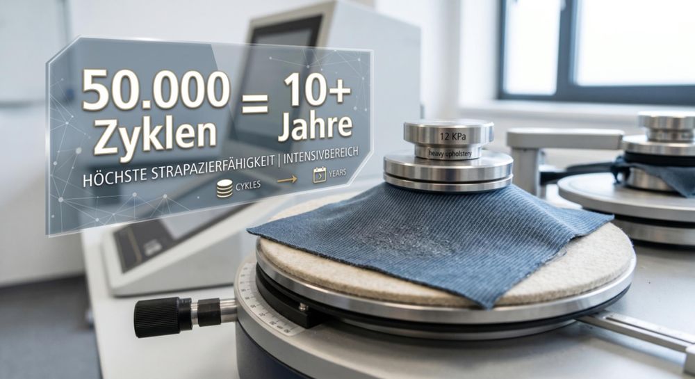 Martindale-Test 50 000 Zyklen – Stoff Element höchste Strapazierfähigkeit
