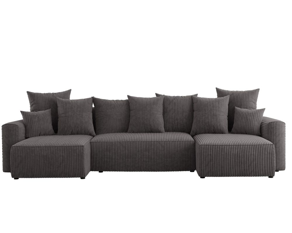 U-Form Sofa ANTONIO DENVER - 312x142x73cm, Wohnzimmersofa mit Schlaffunktion & Bettkästen - Eckarniutur, Couch U-form, Bezug - Grün