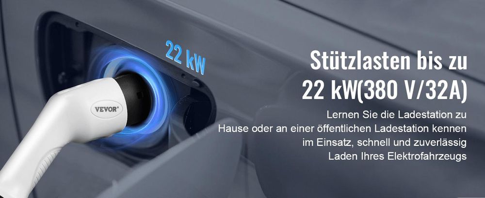 VEVOR Typ2 Ladekabel für Elektroauto/Hybrid EV Ladekabel E-Autoladekabel Wallbox 22kw TPU-Ladekabel 5m Kabellänge 3-Phase AC 380V Typ2 auf Typ2 Wasser-/Staubdicht Mit allen Typ-2-Modellen Kompatibel