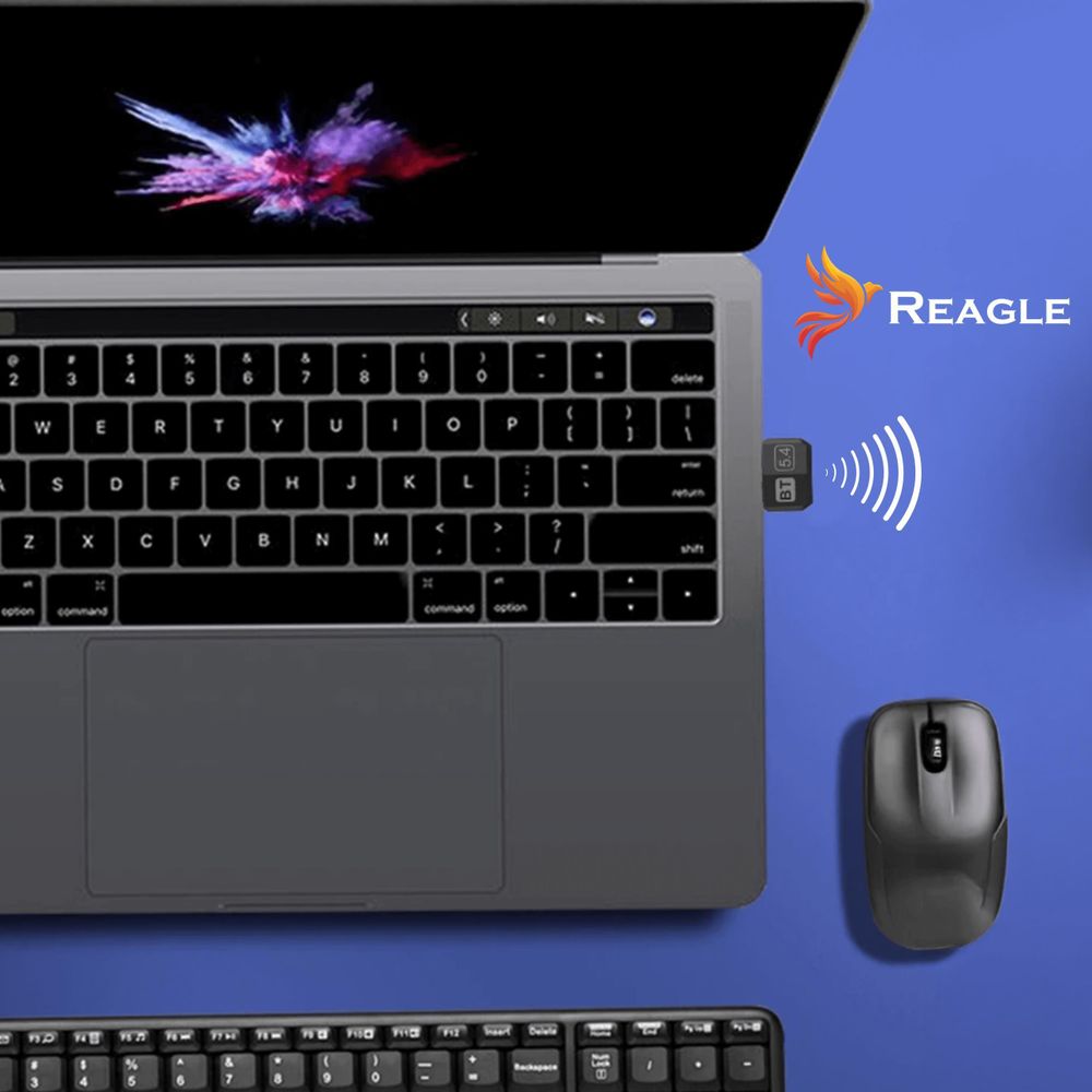 Bluetooth 5.4 Dongle USB Nano Adapter für PC Computer Laptop Sender Empfänger 20m Reichweite Plug and Play für kabellose Maus Kopfhörer Reagle