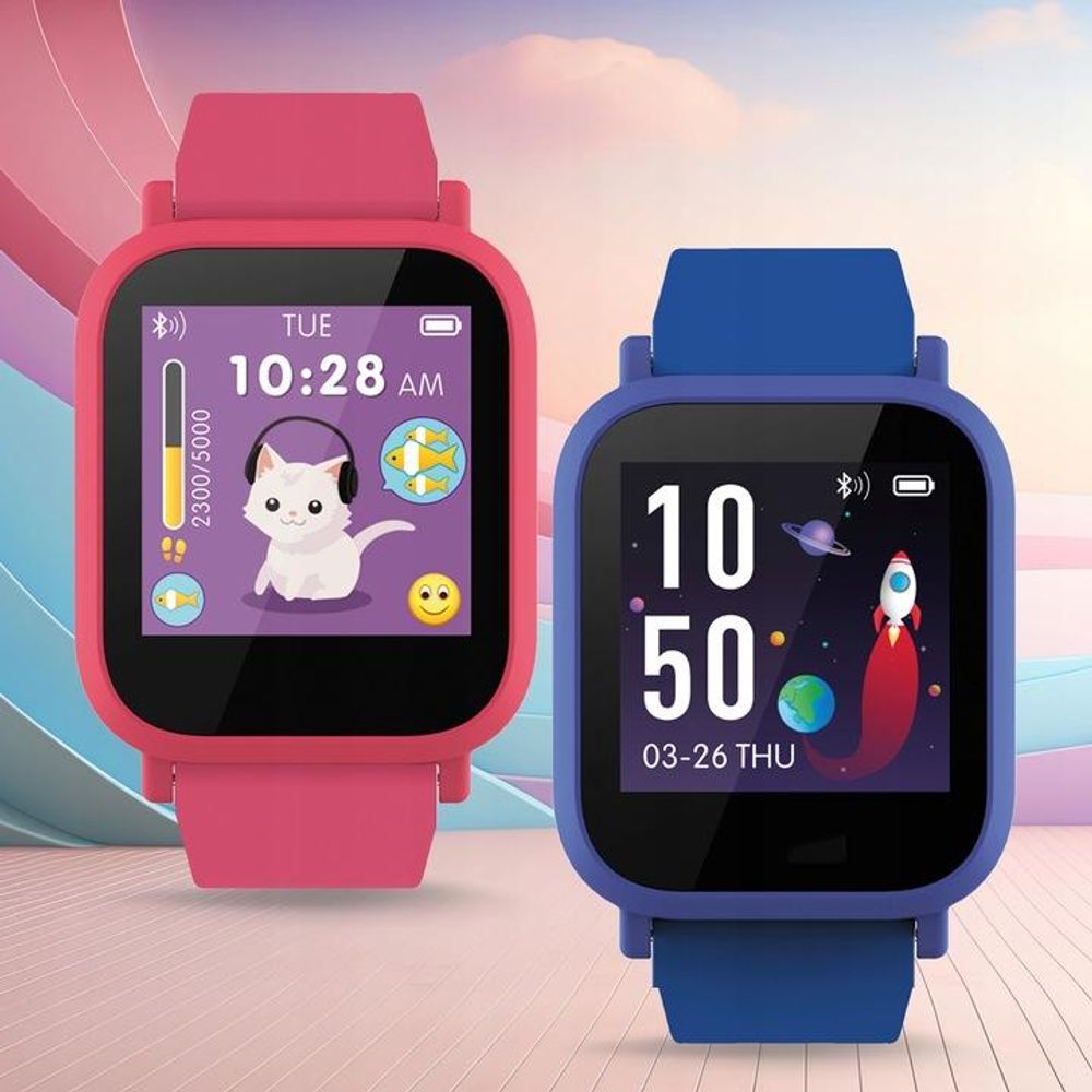Maxlife, Kinder-Smartwatch Gesundheitsverfolgung und Musiksteuerung Bluetooth, Fuchsienrot