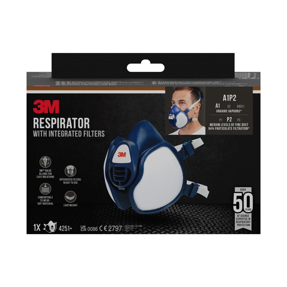 3M™ Atemschutzmaske mit integrierten Filtern, A1P2, Organische Dämpfe